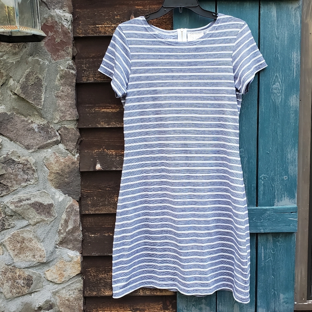 Sail to Sable Womens Tshirt Shift Sheath Nautical Coastal Stripe M